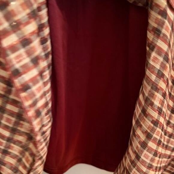 Lulus Plaid Long Sleeve Tiered Mini Dress Brown Check V-Neck L Fall Casual Boho - Picture 6 of 9